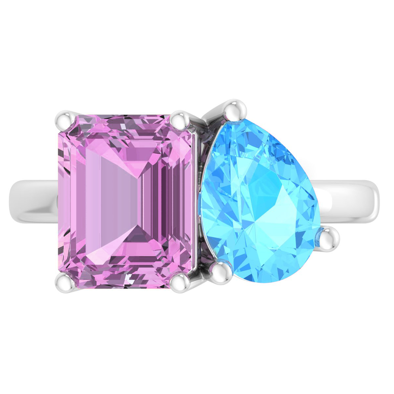 Martha Stewart 4 3/4ctw. Pink Sapphire & Blue Topaz Two Stone Ring In Sterling Silver image number null